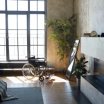 A photo of a wheelchair in a well lit room.